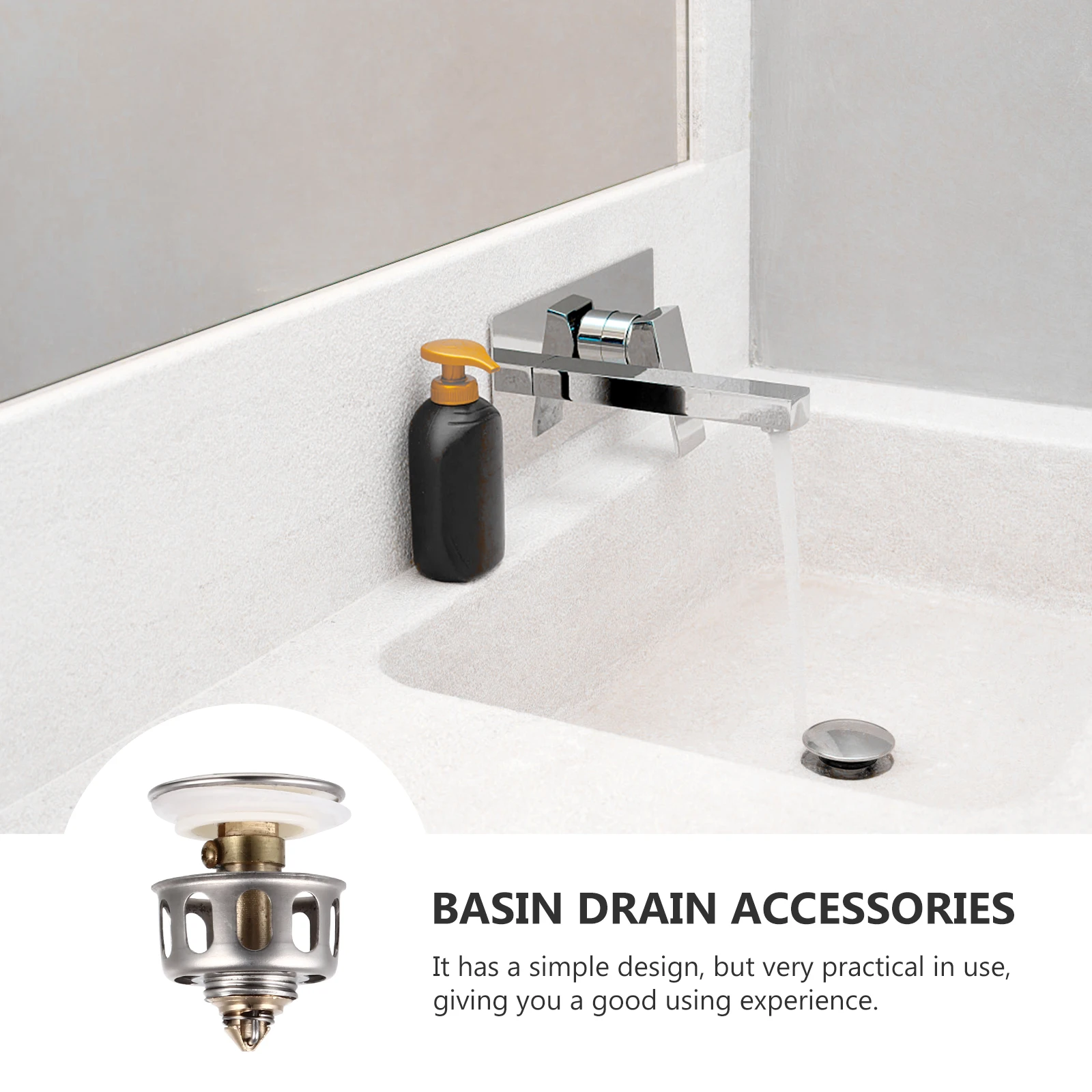 

2pcs Stainless Steel Bounce Filter Pops Up Basin Drain Plug No Overflow Bathroom Strainer Kitchen Accessories Durable Leakproof