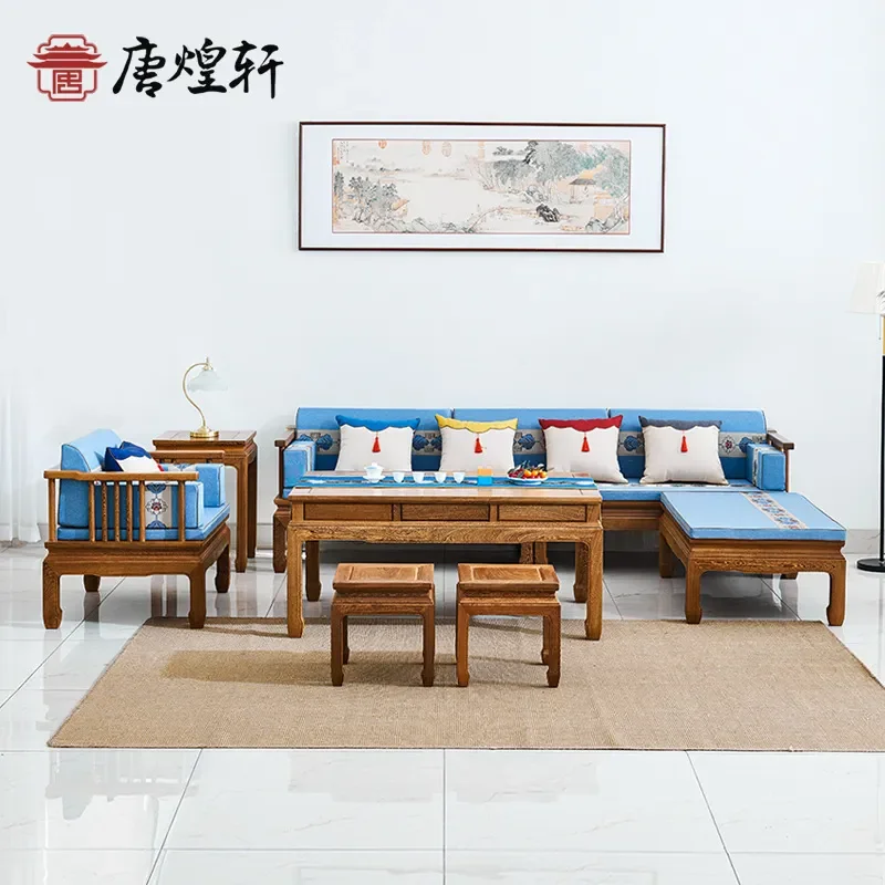 For Living Room Chinese Style Solid Wood Sofa Set Mahogany Chicken Wing Wood Antique Thick Zen Six Piece Furniture