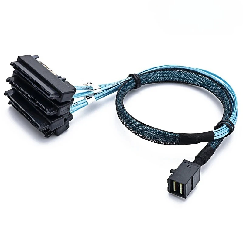 20PCS AS SATA Cable SFF-8643 To 4 SFF-8482 Internal Mini SAS HD to 4 SFF8482 connector with 15pin Power Port Hard Drive Splitter