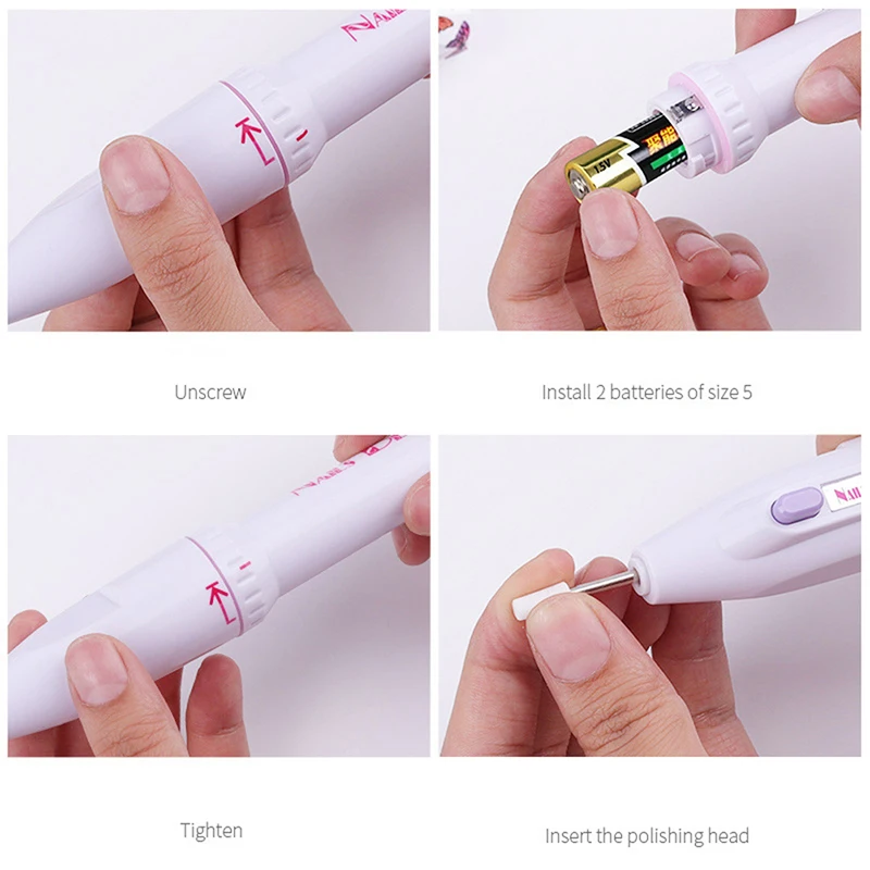 【WHB43】Elektryczny pilnik do paznokci do usuwania martwego naskórka, mini przenośny pisak, akumulatorowy polerka do paznokci