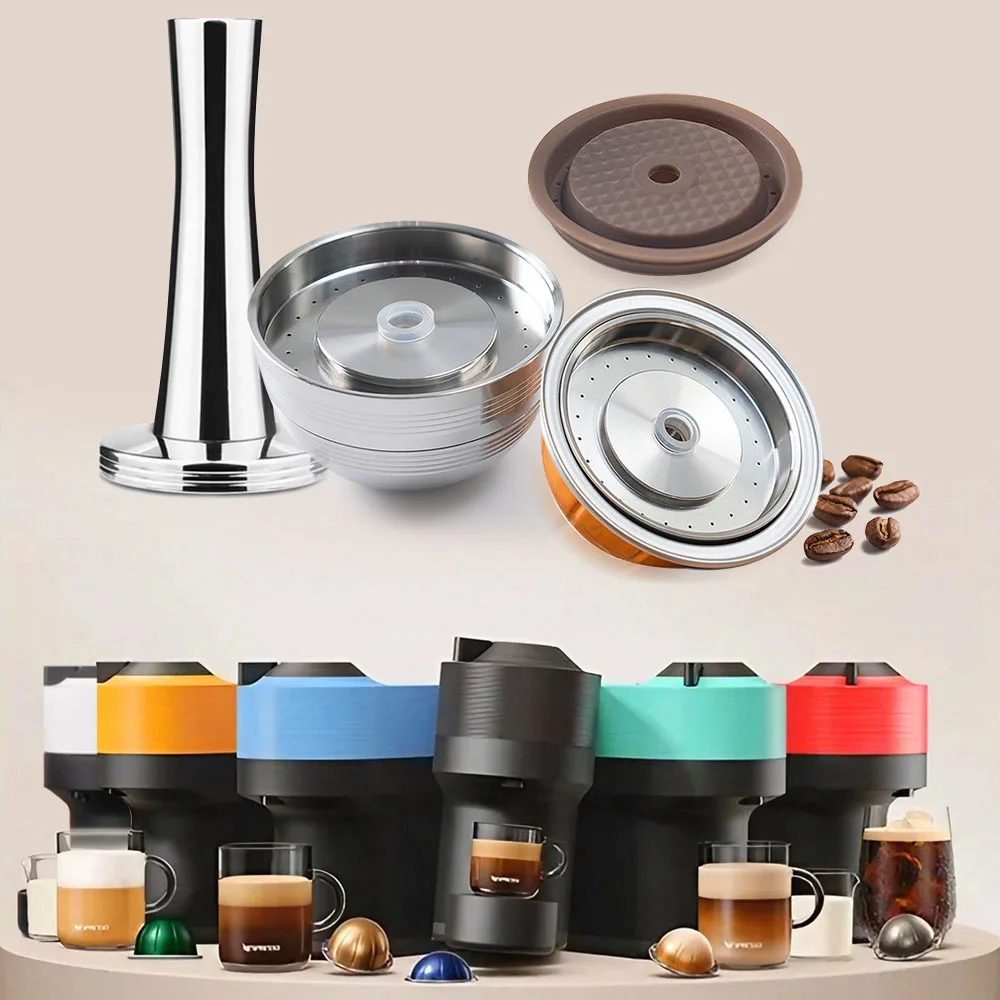 Coffee Pod For Nespresso Vertuo pop/Next coffee machine Stainless Steel coffee capsule filter food grade material silicone cover