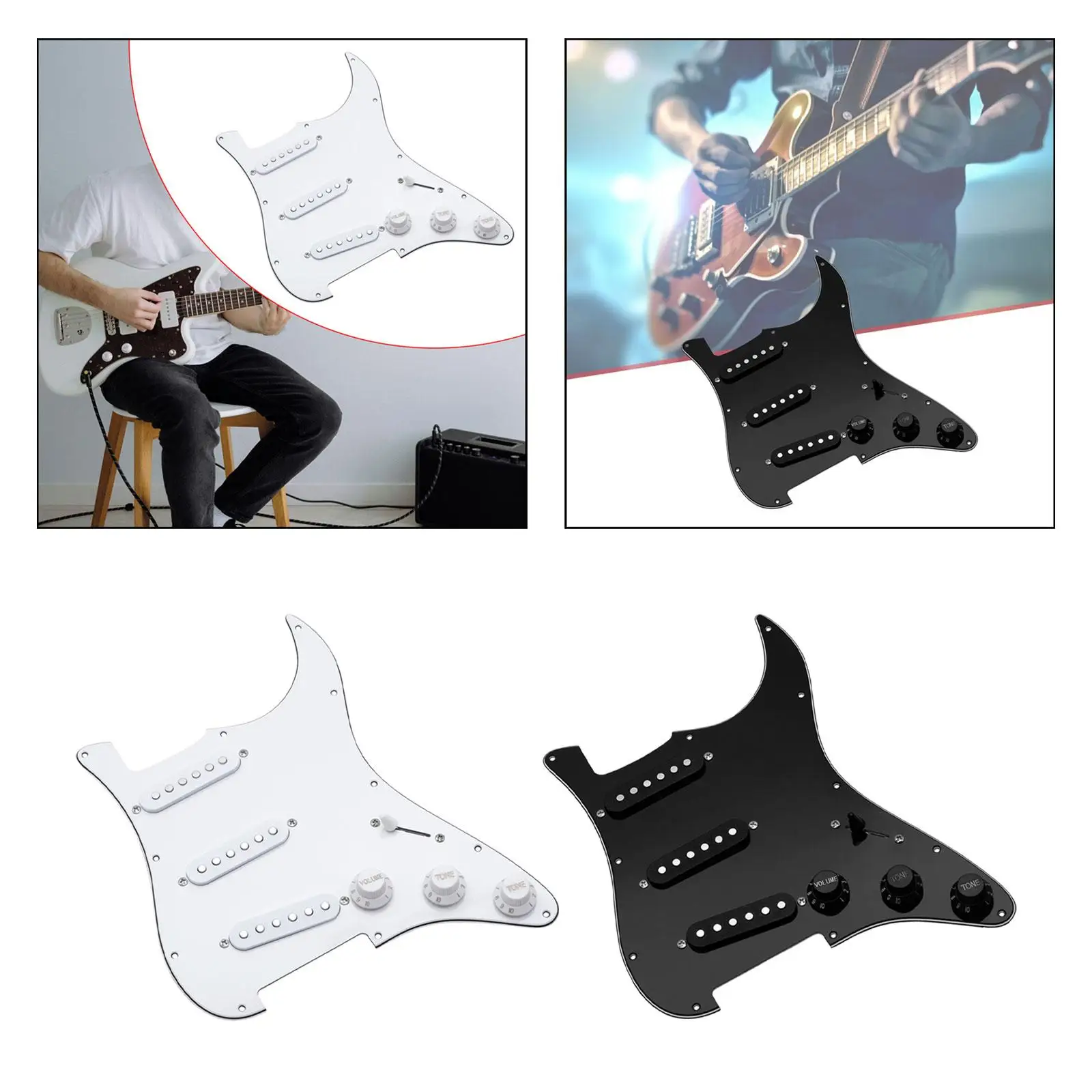 

Guitar Pickguard Scratch Plate Professional Part Replacement Lightweight PVC Easy Installation Supplies Prewired with Pickups
