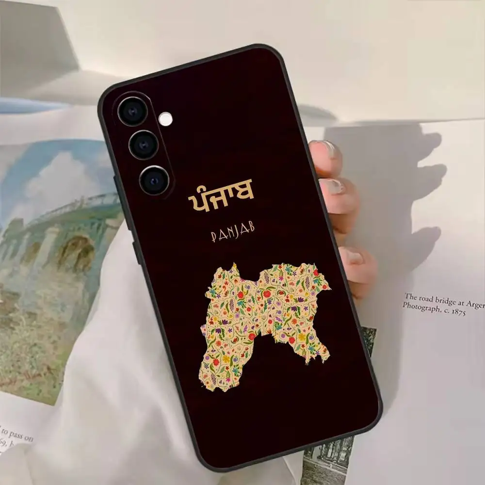 เคสโทรศัพท์แผนที่ปัญจาบสำหรับซัมซุง กาแล็คซี่ เอ 13,21 เอส,22,31,32,52,53,71,72,73,ปกสีดำนุ่ม