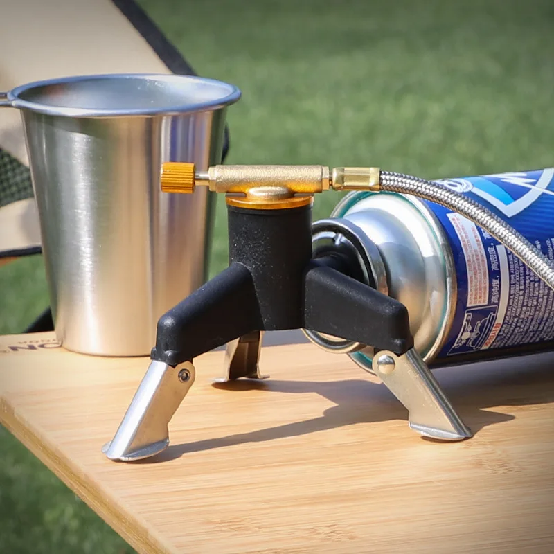 Outdoor-Campingkocher-Adapter, Herdkopf-Konverter, langer Gastank, Herdkopfhalterung, Kupferkern mit Selbsthemmung
