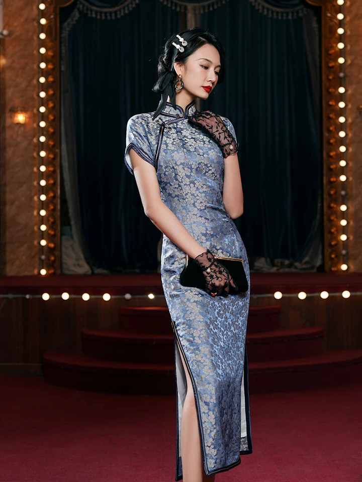 Summer Women Blue Silk Vintage New Chinese Style Traditional Qipao Dress Plus Size Cosplay Elegant Clothing Cheongsam Dresses - AliExpress 200000532 Summer Women Blue Silk Vintage New Chinese Style Traditional Qipao Dress Plus Size Cosplay Elegant Clothing Cheongsam Dresses - AliExpress 200000532
