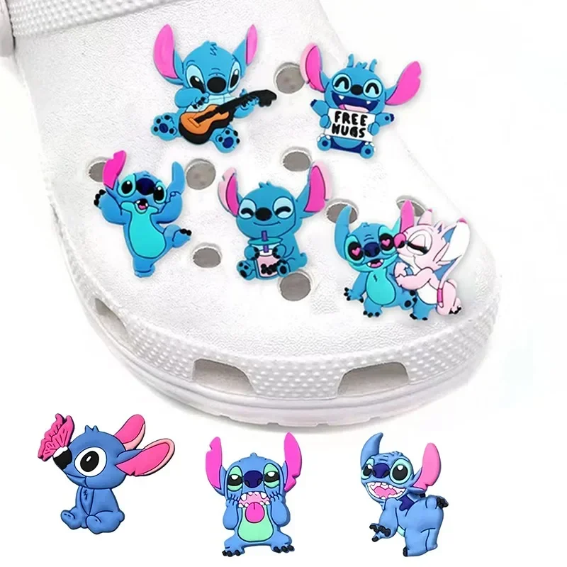 MINISO Disney 8PCS Stitch Shoe Charms For Croc PVC Cartoon Characters Stitch DIY Crocs Decorations