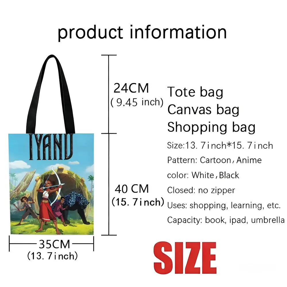 Animation IyanuS Aufbewahrungstaschen für Kinder, TV-Shows, leicht, Canvas, Schultertasche, modisch, umweltfreundlich, Mehrzweck-Tragetasche mit Größe L