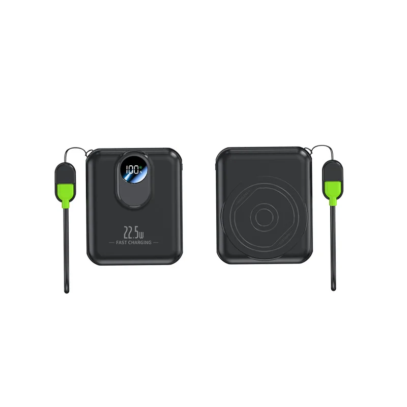 

Магнитная беспроводная зарядка, быстрая зарядка, блок питания мощностью 22,5 Вт, маленький и портативный, с собственным кабелем, мобильный блок питания.