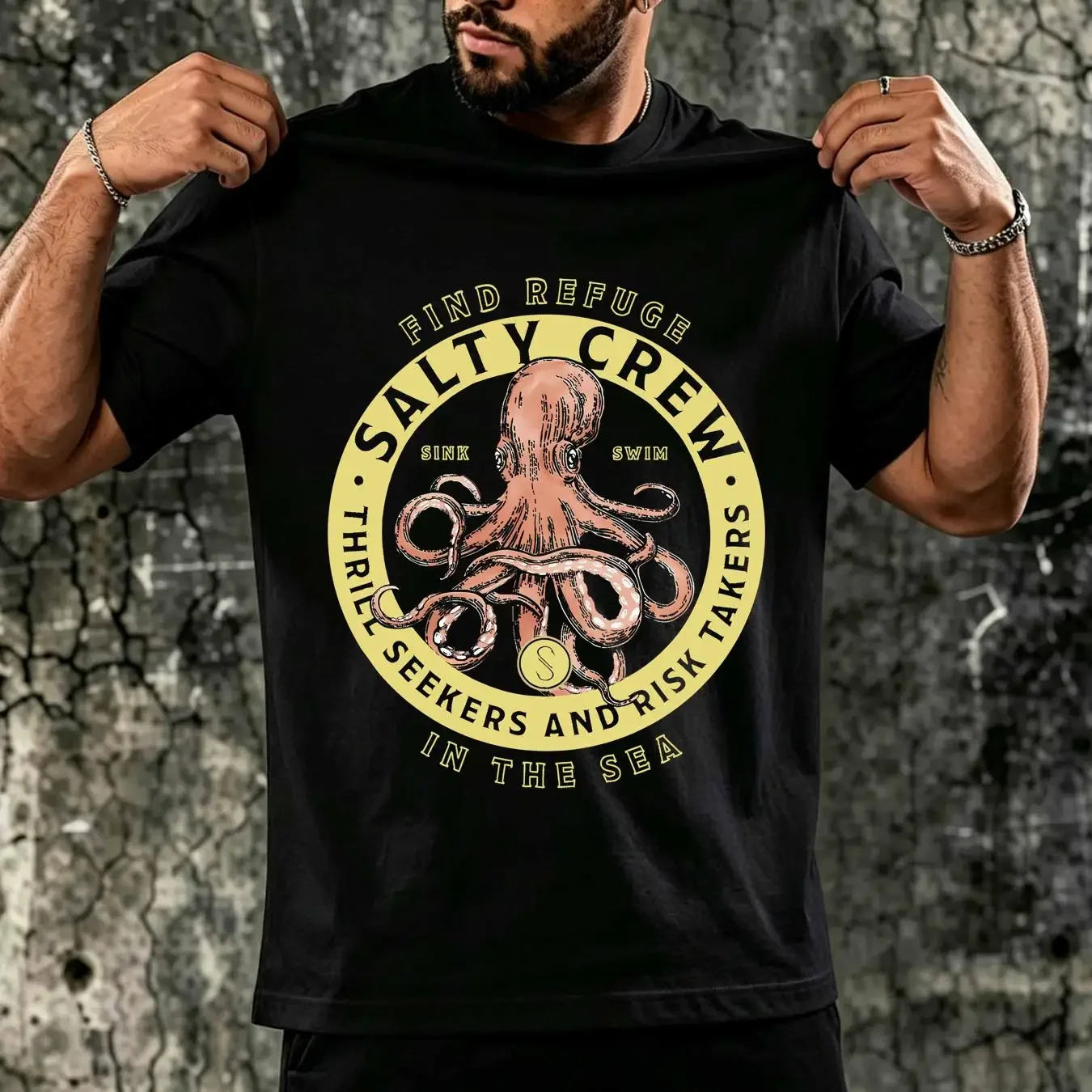washed T Shirt Salty crew Mens M Fishing Chasing Tail long or short sleeves vintage Washed fashion Soft Top For Everyday Wear
