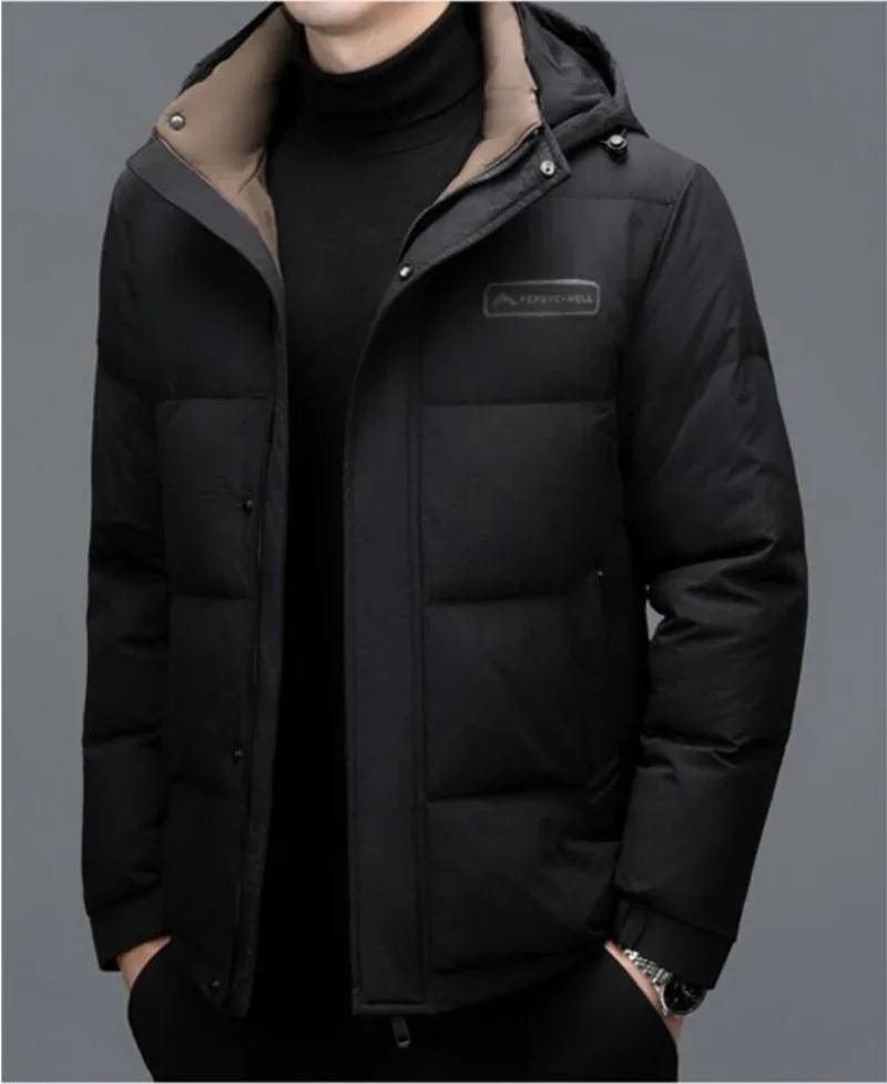 

2025 мужской зимний новый пуховик, утолщенный теплый экстремальный холодный белый утиный пух, короткая куртка, повседневная молодежная куртка, деловая