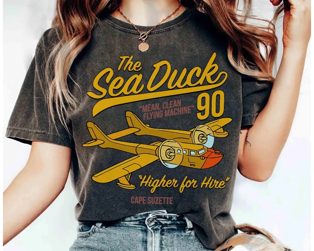 

Vintage Disney TaleSpin Sea Duck Shirt Higher for Hire Plane Tee Cape Suzette 90s Cartoon Shirt