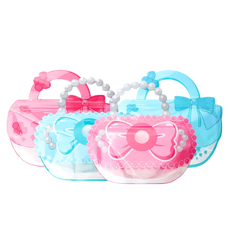 

25/50/100pcs Plastic Candy Bags Cookie Cute Carton Girls Handbag Ear Bags Biscuits Snack Baking Packing Supplies Kids Gifts Pack