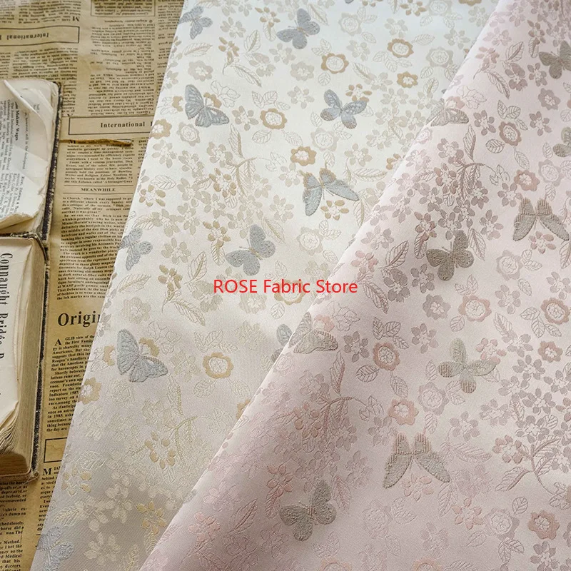 1 meter Soft Butterfly Woven Jacquard Fabric Fashion Dress Shirt Bag Decorative Sewing Fabric