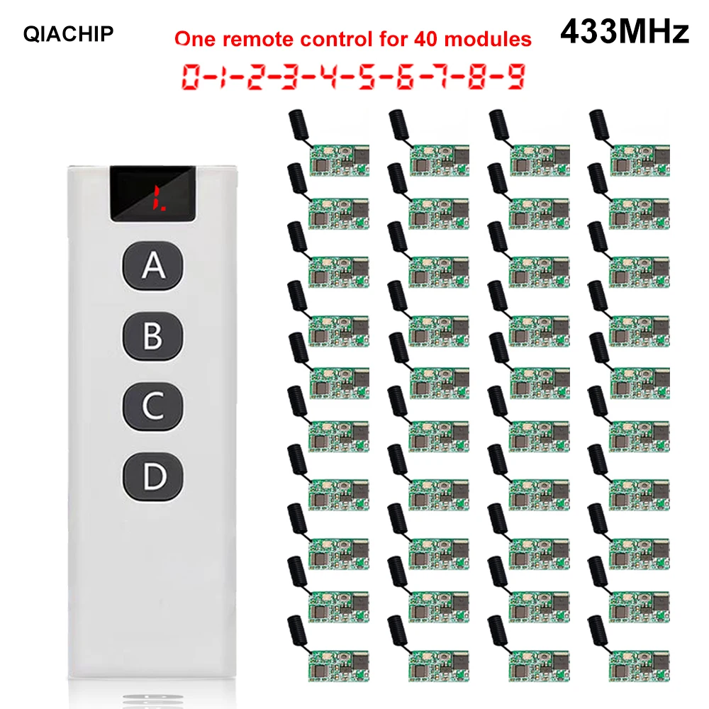 Universal Interruptor de Controle Remoto, Lâmpada LED Controlador, Transmissor Receptor, Mini Módulo de Relé, DC 12V, 3.6V, 24V, 1CH, 433 MHz, 40 em