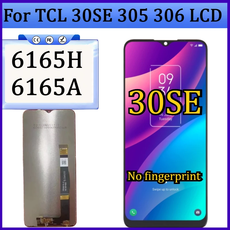 

New TFT Screen for TCL 30SE 305 306 6165H 6165A LCD Display Touch Screen Digitizer Assembly Replacement 30SE Display NO Frame