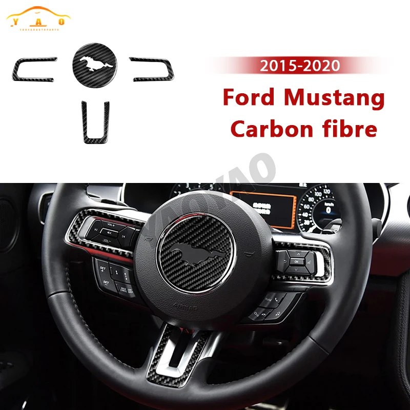 

Carbon Fiber Car Steering Wheel Trim Cover Sticker For Ford Mustang 2015 2016 2017 2018 2019 2020 2021 2022 Interior Accessories