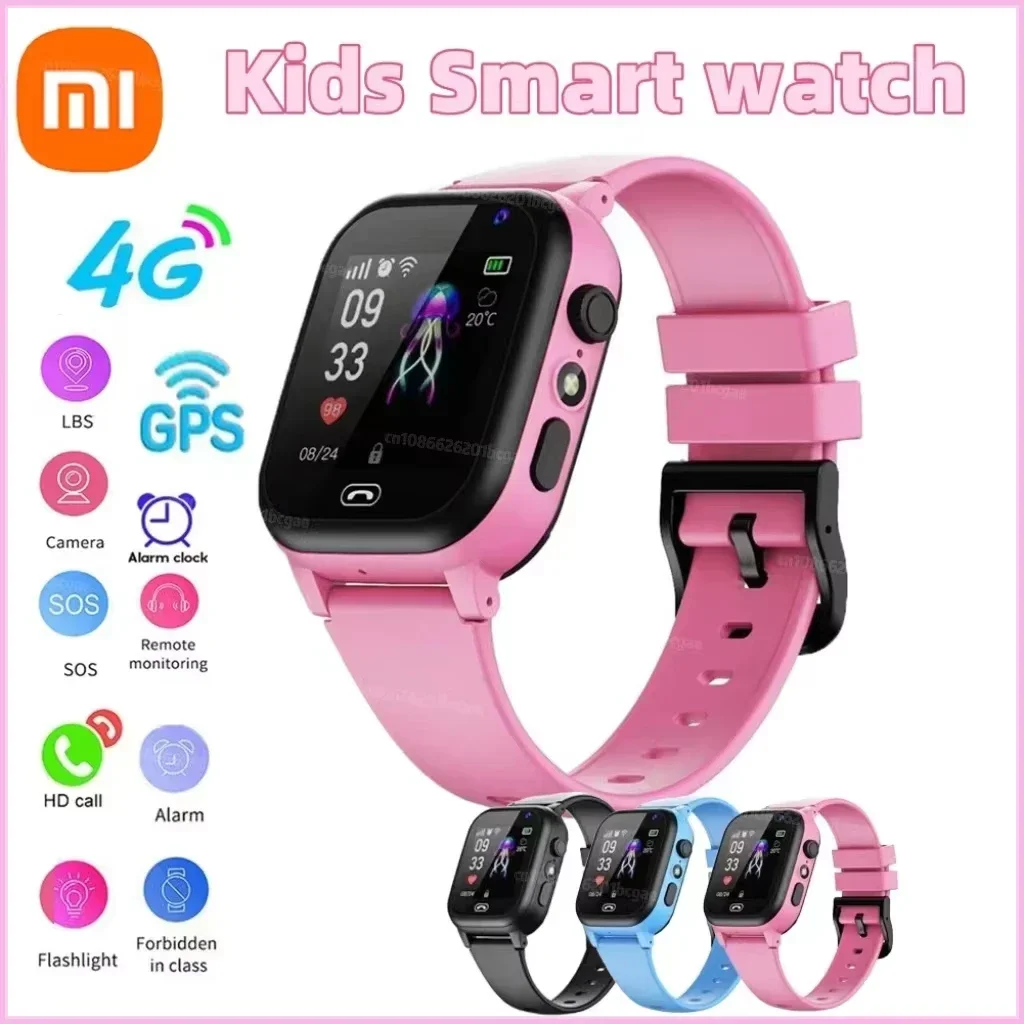 Xiaomi Kids 4G Смарт-часы GPS Местоположение Видеозвонок SIM-карта SOS Детские умные часы с камерой Водонепроницаемые обновленные часы для мальчиков и девочек