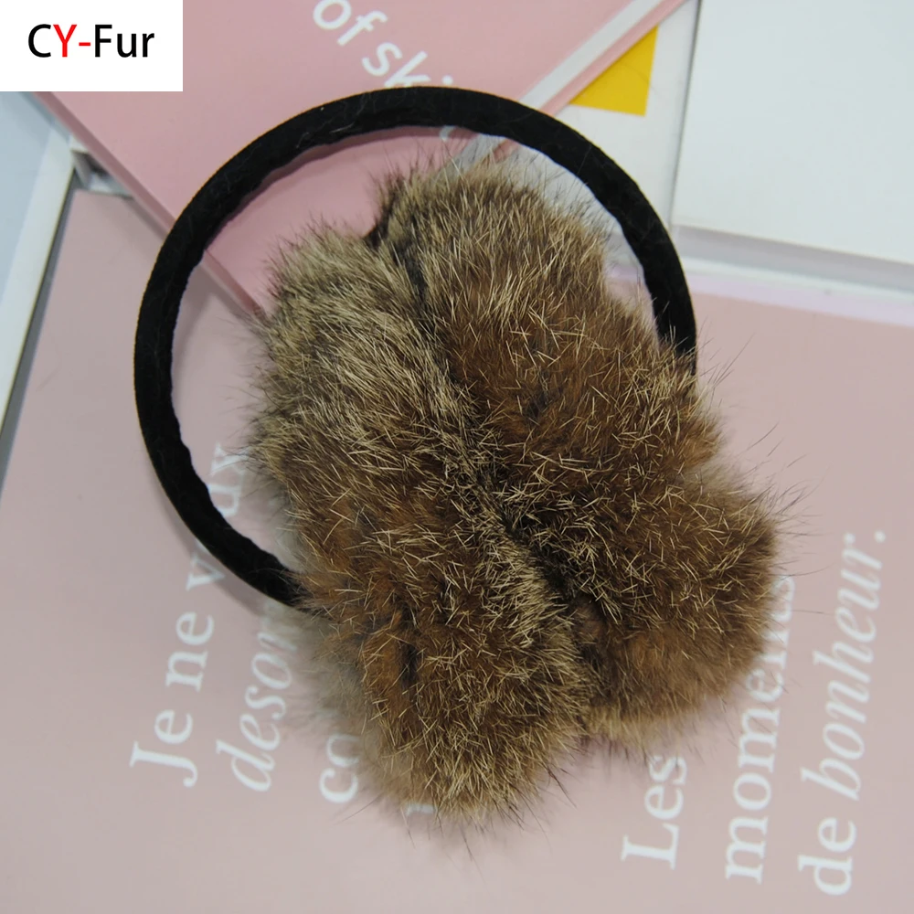 Novo estilo russo senhora de pelúcia real pele de coelho earlaps inverno feminino quente fofo pele de coelho earmuff ao ar livre feminino pele earflaps