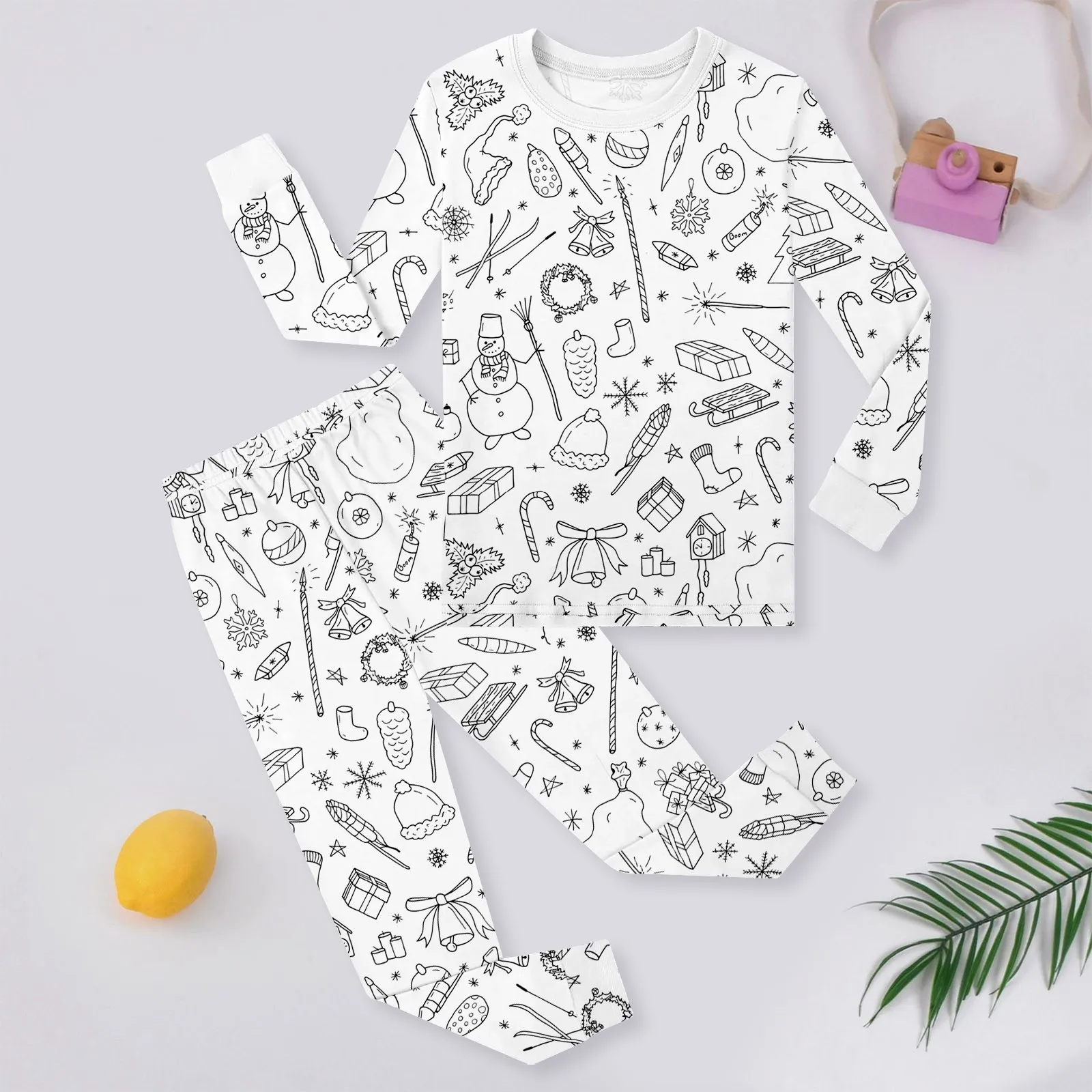 Christmas DIY Pajamas Kids Sketch Colorful Set Art Color Your Own Pajama Handicraft Toys DIY Children Crafts For Kids Boys Girls