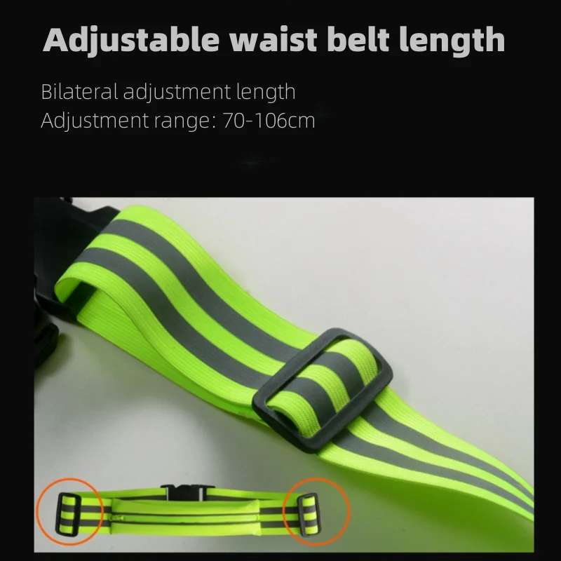 Portable Safety Elastic Belt Adjustable Crossbody Waistband Bag Outdoor Cycling Reflective Belt Walking Night Running Sports