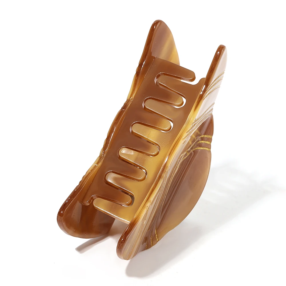 

AENSOA Original Design Cute Croissants Shape Women's Hair Accessories Fashion Acrylic Acetate Brown Personality Claw Clip Summer