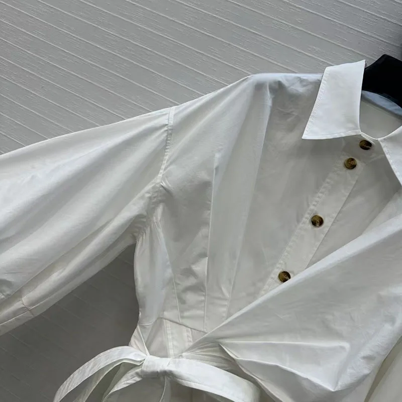 فستان قميص نسائي بطيات غير متماثلة وأكمام طويلة وياقة على الخصر وتنورة ضيقة ثوب مسائي 2025 وصول جديد لخريف y2k #4