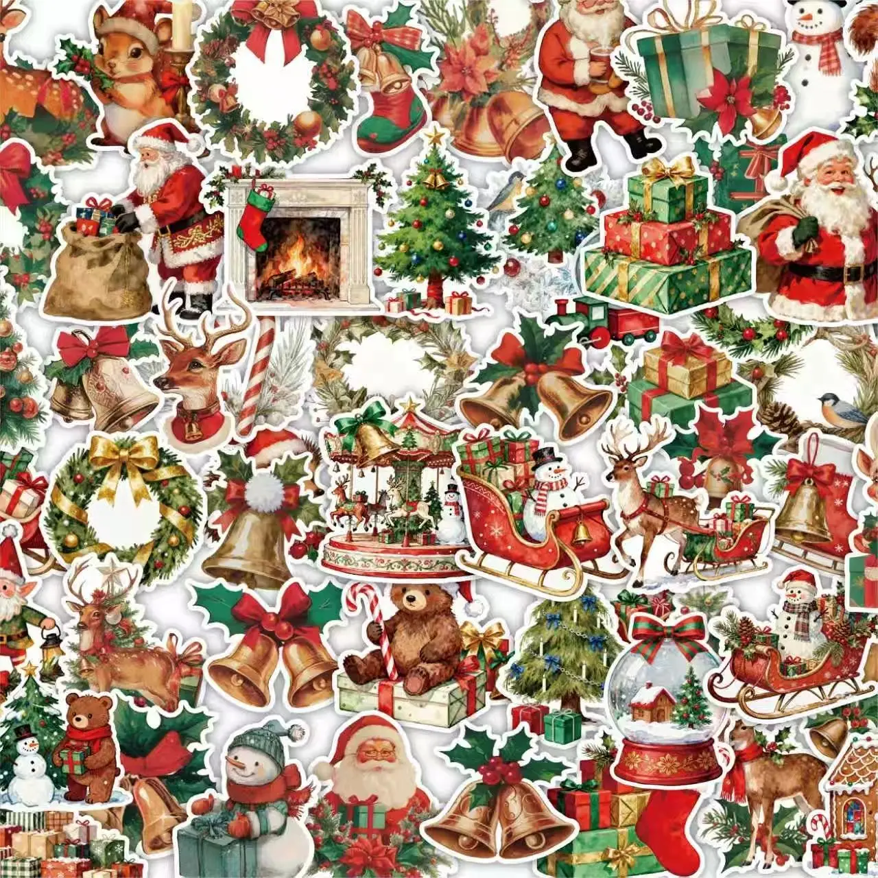 60pcs Christmas Stickers for Gift Decoration Wall Desktop Planner Suitcase Laptop Decoration Christmas Party Label Stickers