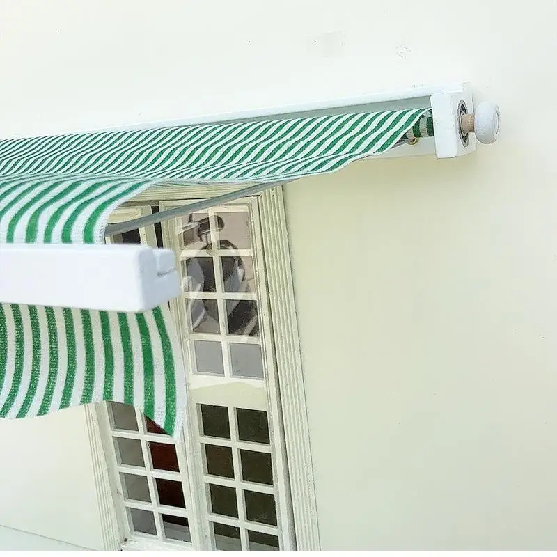

1/12 Dollhouse Simulation Green Striped Awning Model Doll Home Outdoor Balcony Sunshade Scene Decoration Toys