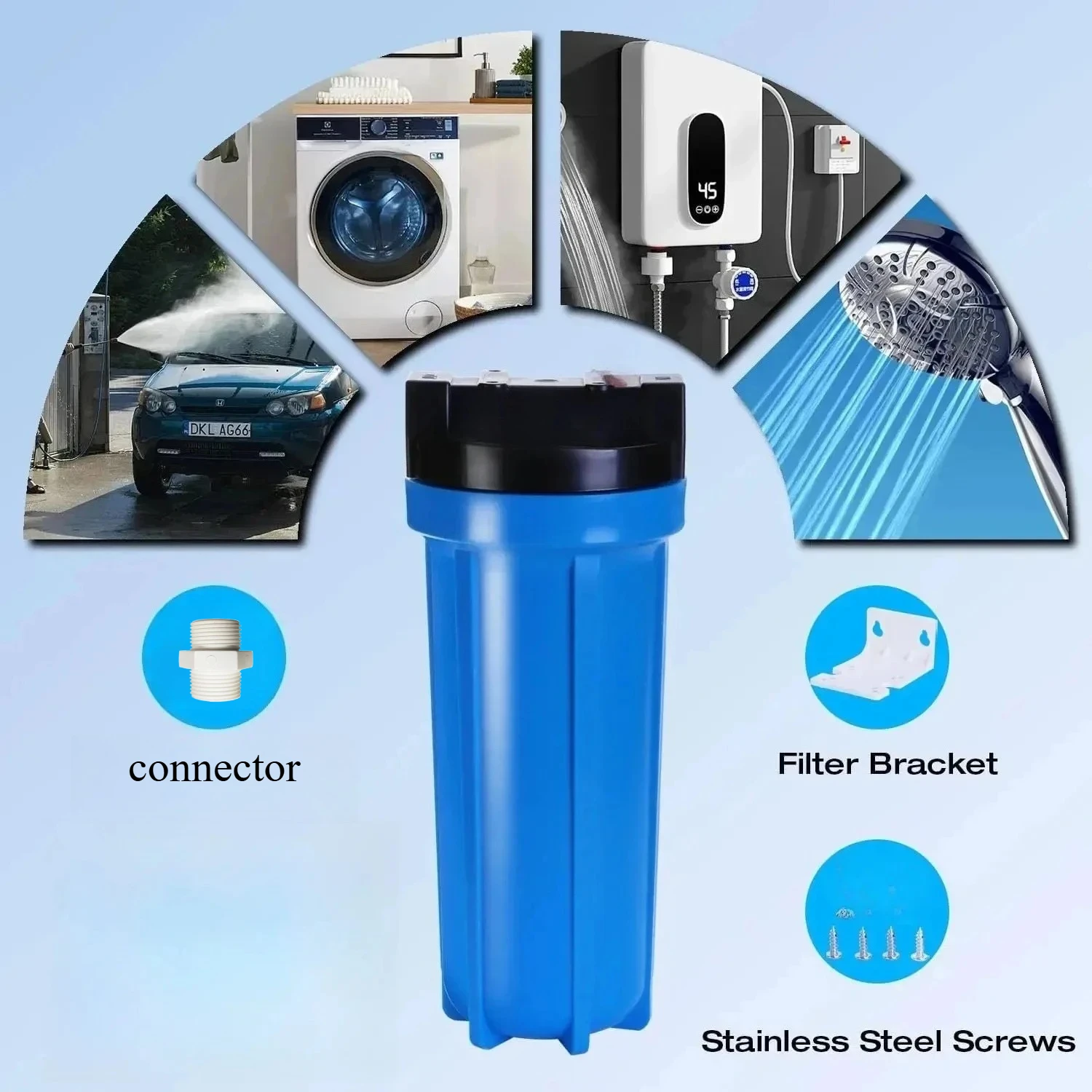 1-ступенчатый фильтр для воды для всего дома, с железным марганцевым фильтром для воды, для колодезной воды, универсальный корпус