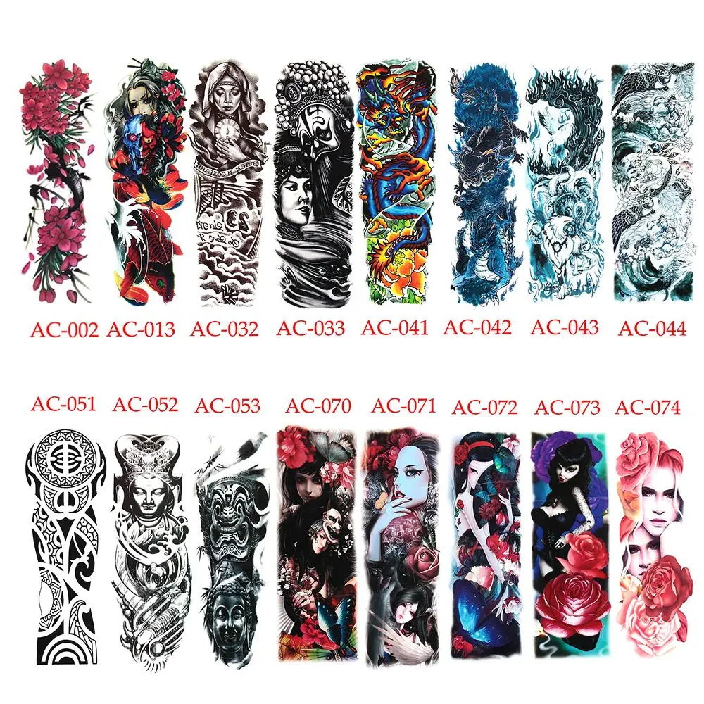 45.5cm x 16cm Fashion Design Longlasting Unisex Body Art Full Flower Arm Temporary  Stickers Body Leg Decal