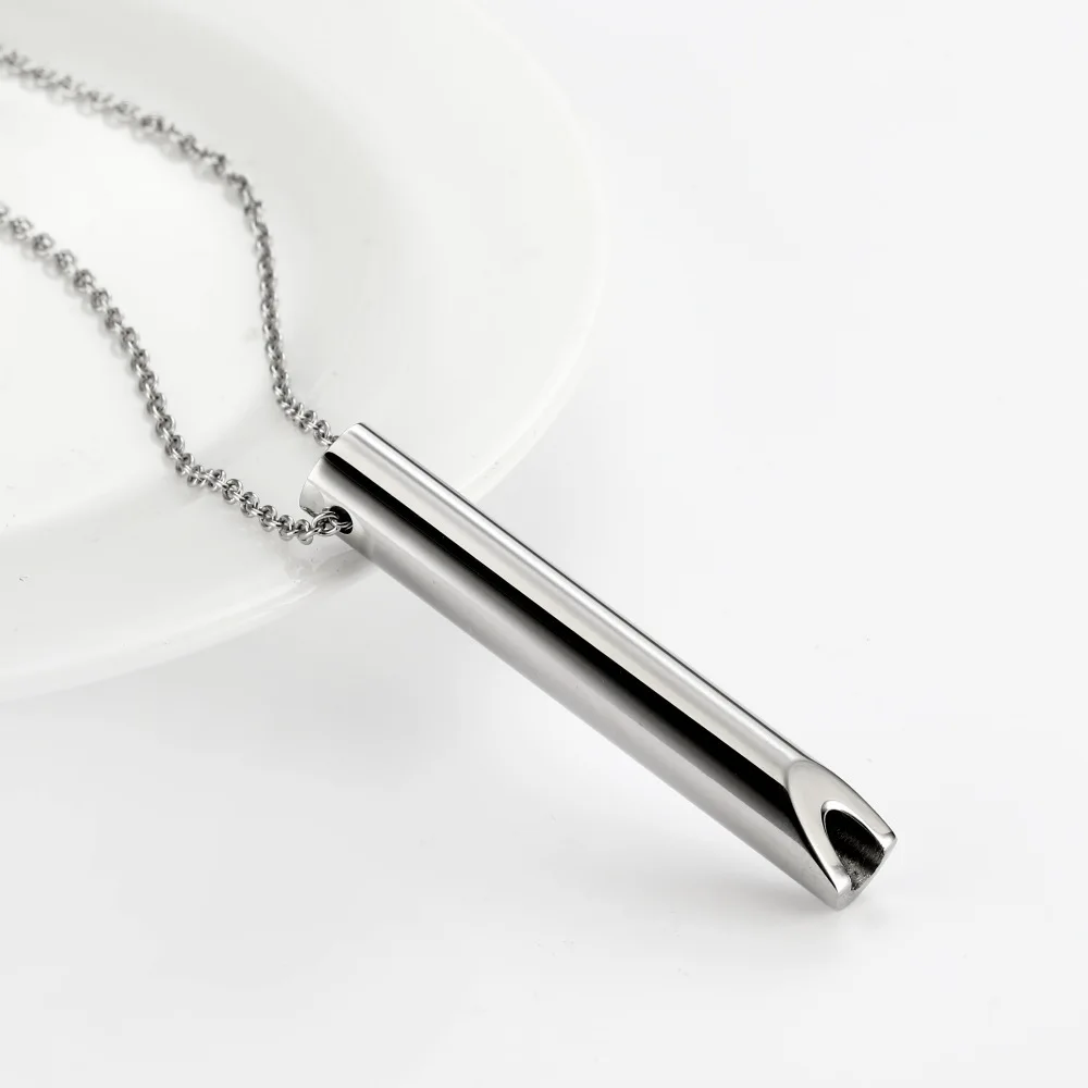 2024 New Stainless Steel Whistle Necklace Unisex Slow Breathing Decompression Tubular Pendant Jewelry Commuter Party Gift Giving image 5