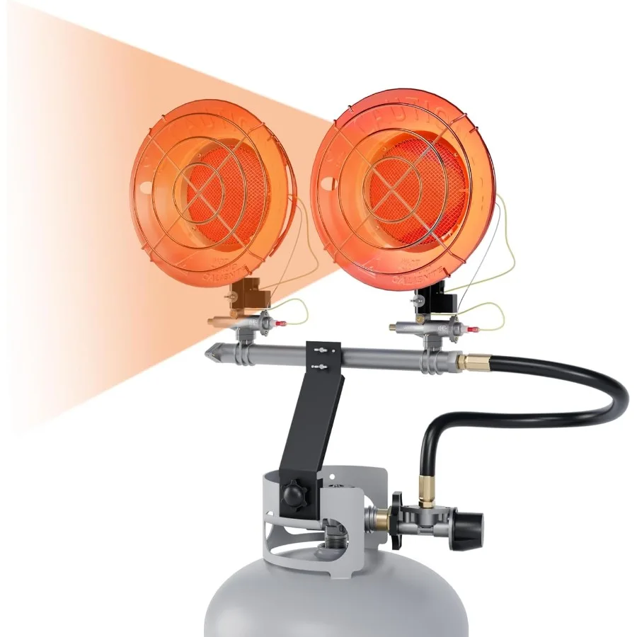 

30000 Btu Outdoor Propane Heater Top 2-Burner Portable Propane Tank Top Heaters Double Tanks Tops Propanes Patio Heater with Ti