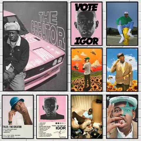 Rapper Tyler, The Creator Anime Poster Waterproof Wall Art Sticker For Bar Living Room Vintage Room Decor Print Gift