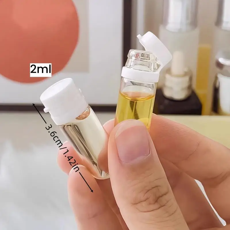 10 Mini-Reiseflaschen, auslaufsicher, tragbar, transparente Glasflaschen, geeignet für Make-up-Entferner, Serum, Einweg-Leerflasche – Detail 4