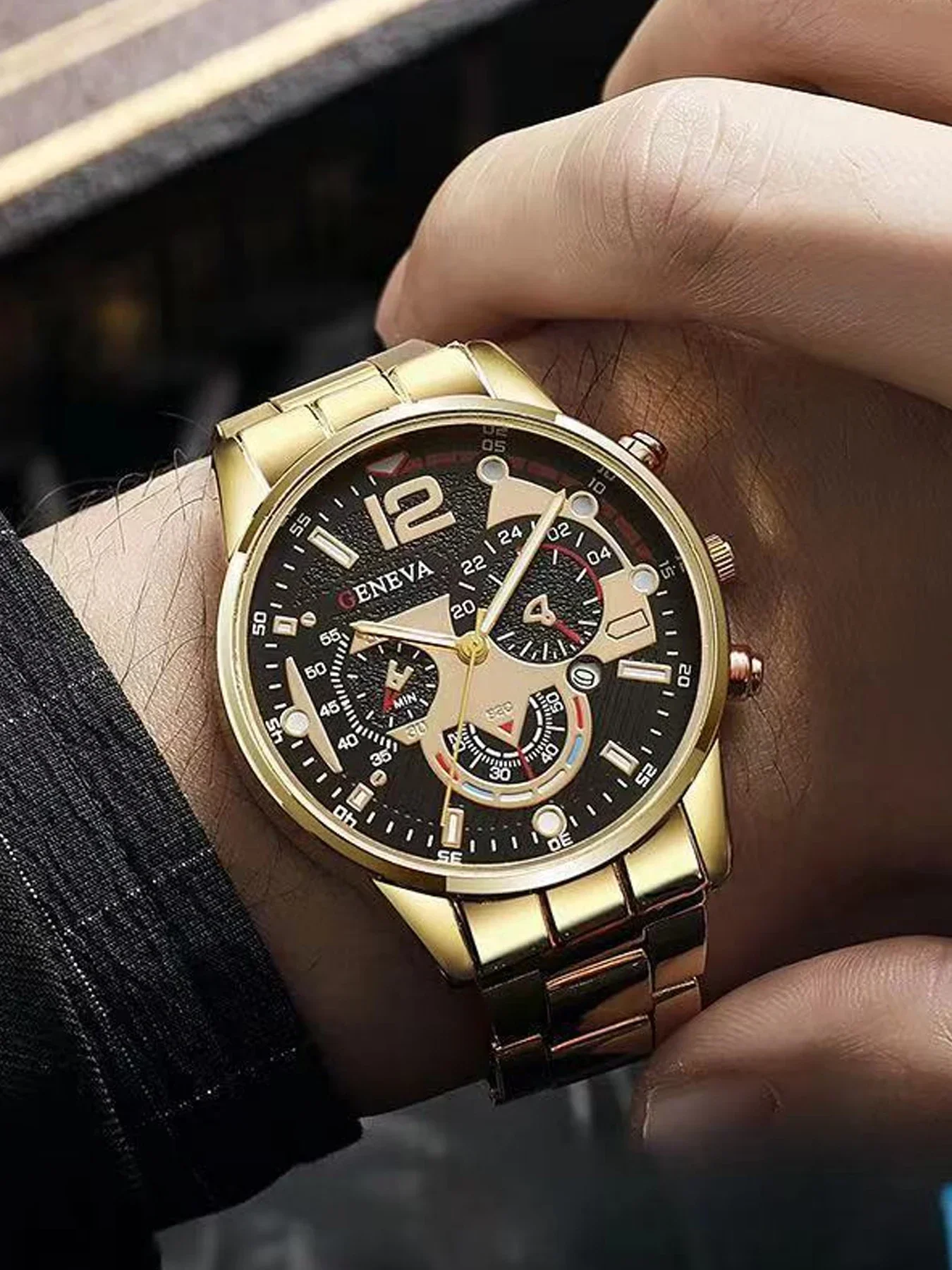 Men's Sports Quartz Watch Set with Calendar and Luminous Hands**