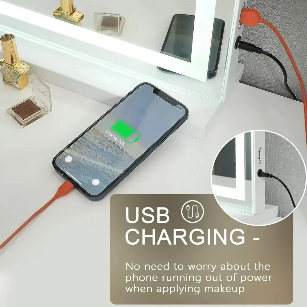 Mirror with Lights, 23" x 18" Makeup Mirror, Mirror with 3 Color Modes & Adjustable Brightness