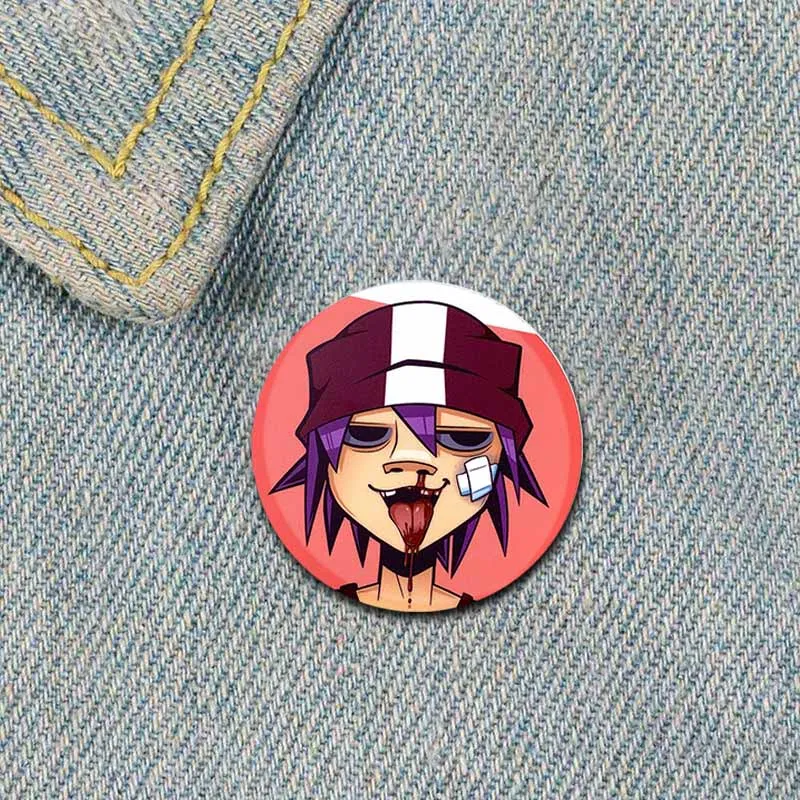 Gorillaz Boat Music Icons Brooch Badges on Backpack Handmade  Round Brooches Lapel Pins Decoration Art Jewelry Holiday Gifts