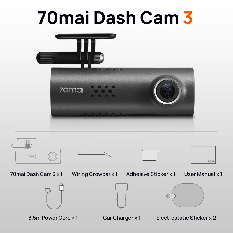 70Mai Dash CAM 3 M200 ingliskeelne häälekontroll 1080p HDR Öö Vision Toetus 24H parkimisjärelevalve 70Mai M200 CAR DVR