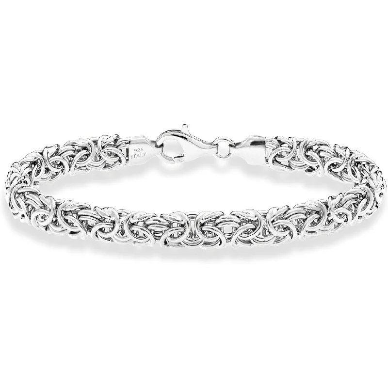 

Dainty Hypoallergenic 925 Sterling Silver Byzantine Bracelet for Women, Handcrafted Timeless Adjustable Stackable Gift