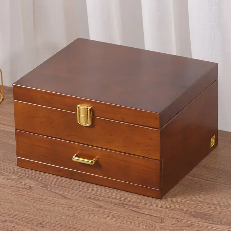 

Новая высококачественная шкатулка для драгоценностей из цельного дерева, органайзер для хранения ожерелья и сережек, органайзер для хранения ювелирных изделий B ox, коробка для хранения ювелирных изделий