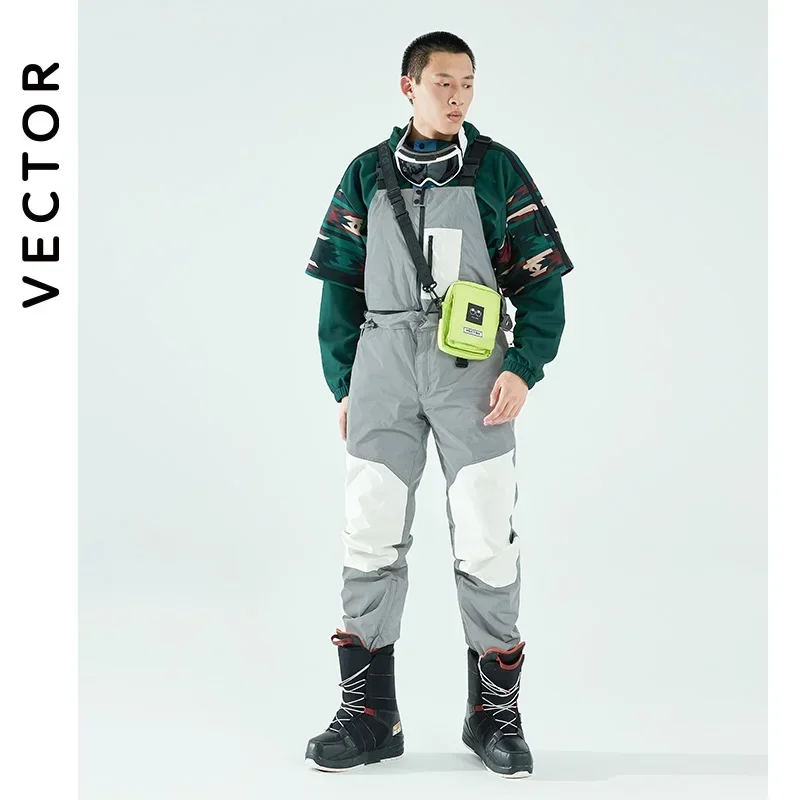 VECTOR Herren- und Damen-Skihose, abnehmbar, zweiteilig, Overall, Lätzchen, wasserdicht, Winter, warm und winddicht, Outdoor-Sport, Snowboard