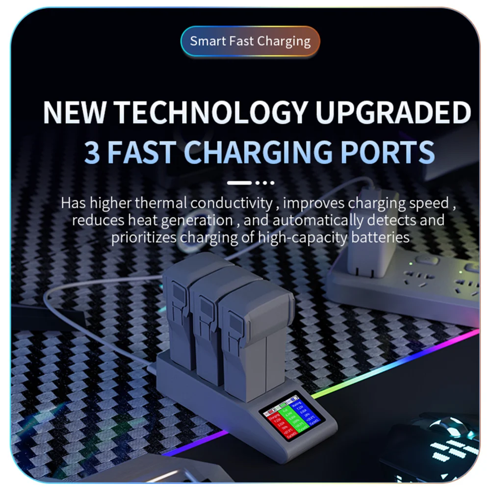 3 in 1 Battery Charging Hub Digital Display 3 Batteries Intelligent Flight Battery Charger For DJI Mini 3/3 Pro/Mini 4 Pro Drone