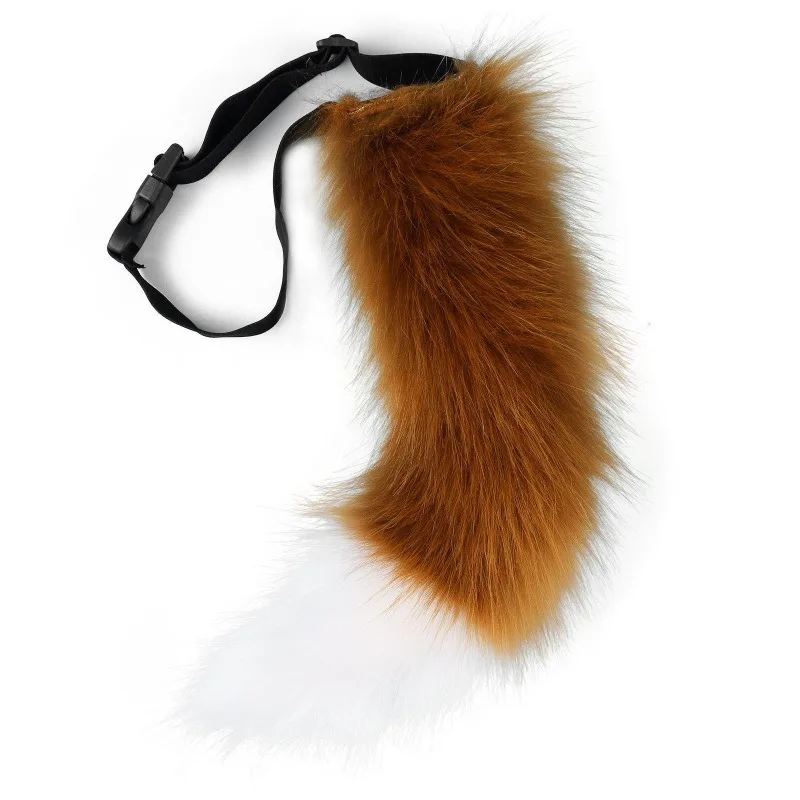 Japanese Style Faux Fox Tail Adjustable Belt Artificial Cat Tail Furry Tails Faux Fur Tail Cosplay Costume Props