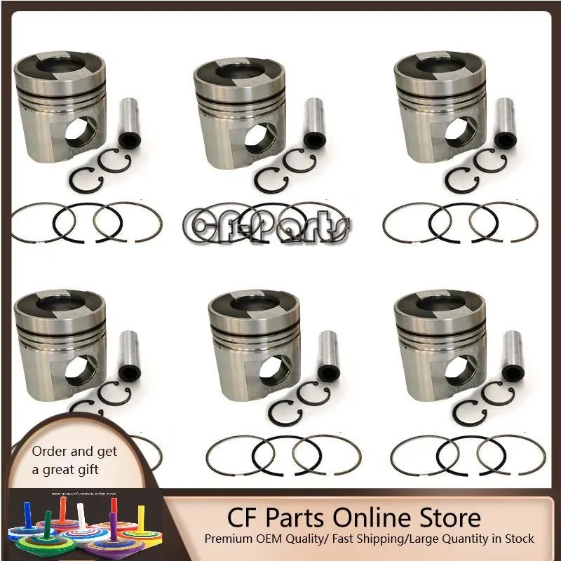 

New 6 Sets STD Piston Kit With Ring 6151-32-2110 Fit For Komatsu 6D125 Engine 125MM