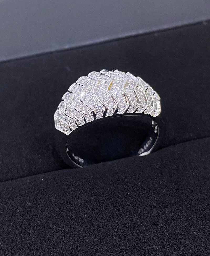LUOWEND 100% 18K White Gold Rings Luxury Fashion Design Real Natural Diamond Engagement Ring for Women High Wedding Jewelry
