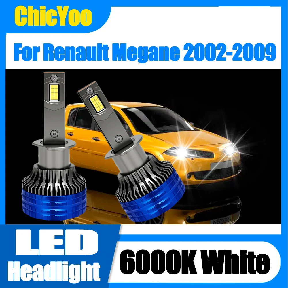 2PCS Chip CSP 6000K Putih H1 Lampu Depan LED Dengan Kipas Turbo Tabung Tembaga Ganda Lampu Otomatis Untuk Renault Megane 2002-2009
