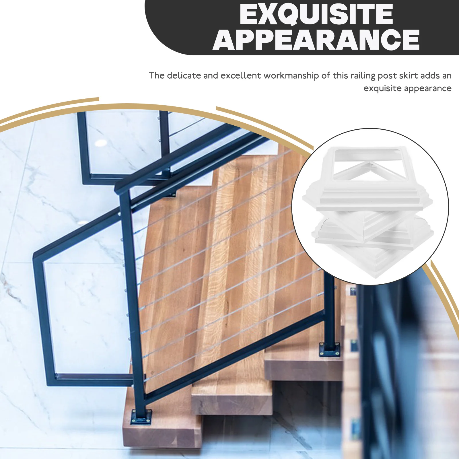 

4Pcs Square Post Skirt Plastic Fence Post Cover Replacement Guards for Railings Decks Vinyl Fence Parts Column Wraps for Porch