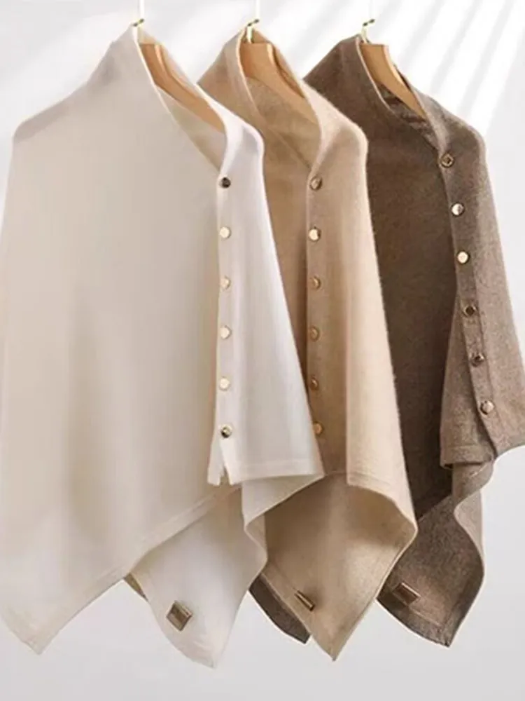 

Универсальный цветной вязаный свитер Camere, утягивающий топ, нерегулярный плащ, моющийся свитер, женский свитер Lazy Sle