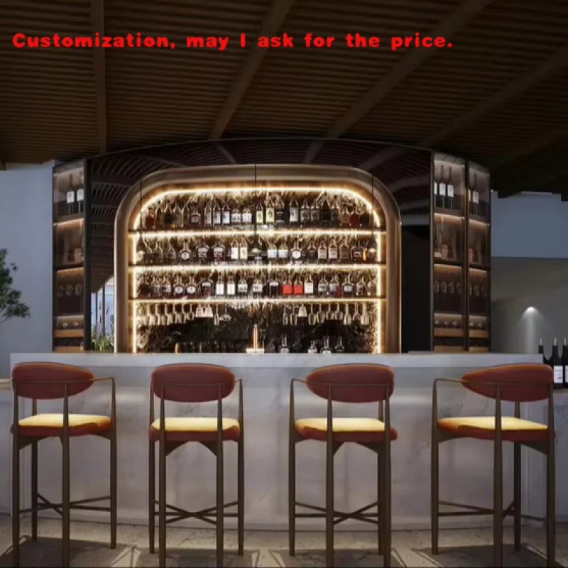Custom.خزانة عرض معدنية مخصصة حديثة من الفولاذ المقاوم للصدأ خزانة عرض النبيذ متجر النبيذ ديكور متجر الخمور