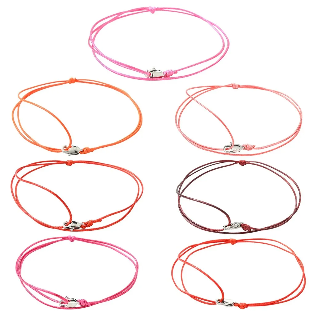 14Pcs Adjustable Waxed Polyester Cord Bracelets with 304 Stainless Steel Lobster Claw Clasps for Women Couple Bracelet Gifts